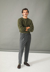 Pantalon Flanelle Double Pince - Gris Foncé